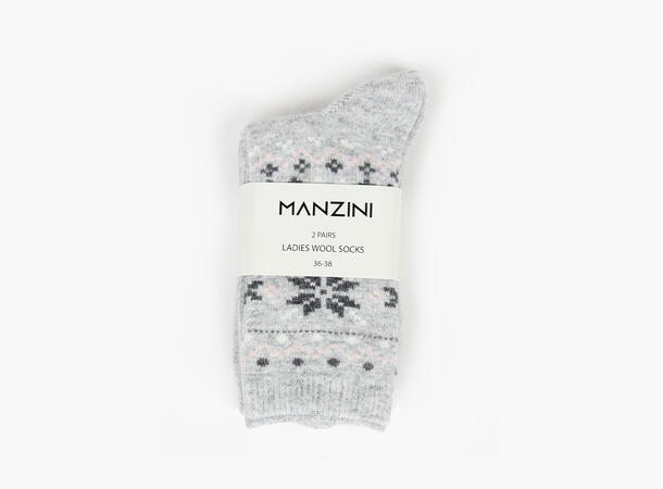 MANZINI Ullsokker med Snøkrystaller 2pk Wool 