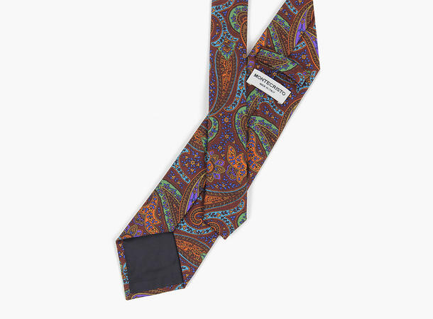 MONTECRISTO Ribe Trykket Silkeslips 39 Burnt Orange 