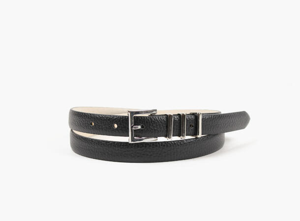 MONTECRISTO Skinnbelte med Sølvdetaljer 09 Black 85 cm 