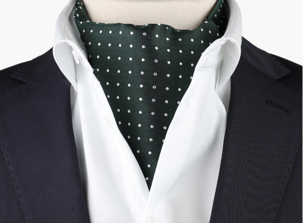 NOHR Carlos Polkadot Silk Ascot Oliven grønn 89 