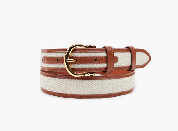 NOHR Hennie Belte i Canvas og Skinn Offwhite 11 90 cm 