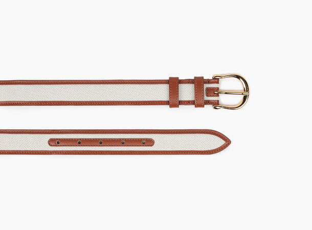 NOHR Hennie Belte i Canvas og Skinn Offwhite 11 90 cm 