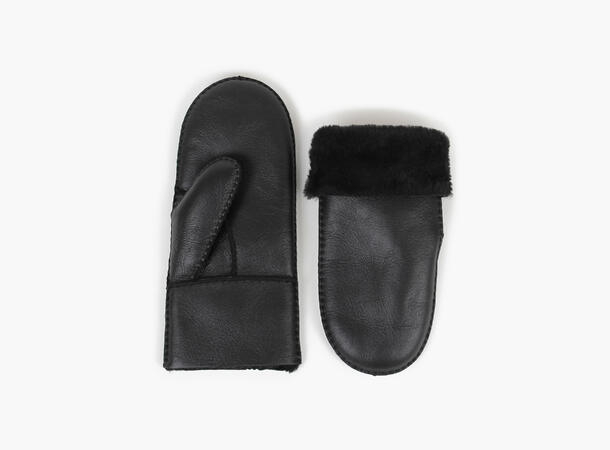 NOHR Ina Leather Shearling Mittens Sort 09 7,5 