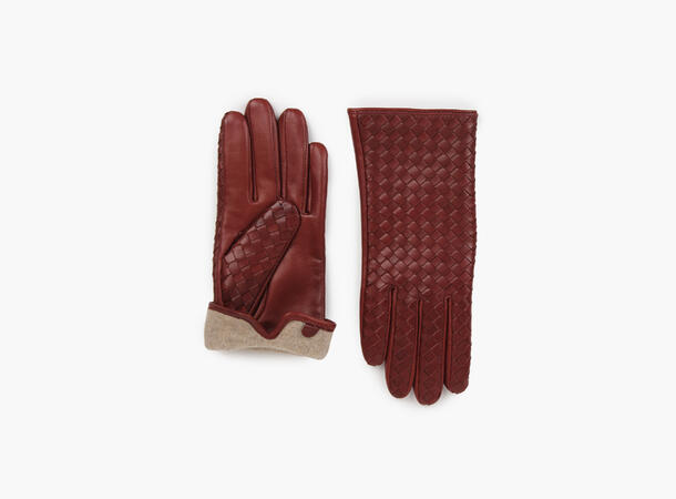 NOHR Molly Braided Leather Gloves Burgund 49 7 