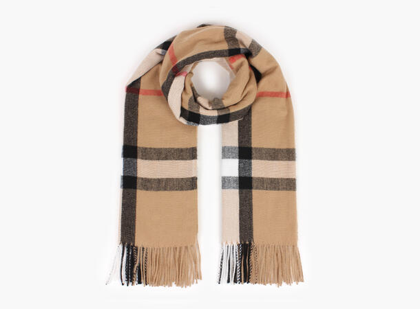 MANZINI Klassisk Skjerf med Store Ruter Camel 17 