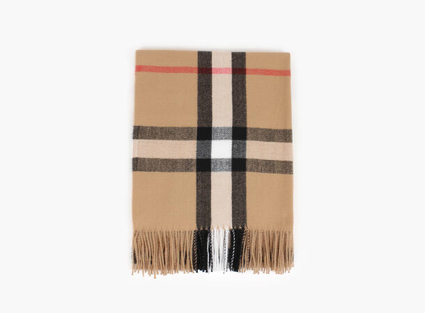 MANZINI Klassisk Skjerf med Store Ruter Camel 17 