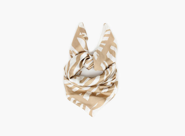 MANZINI Satengskjerf med Sebramønster Sand 13 