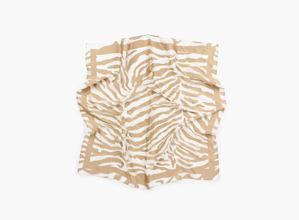 MANZINI Satengskjerf med Sebramønster Sand 13 