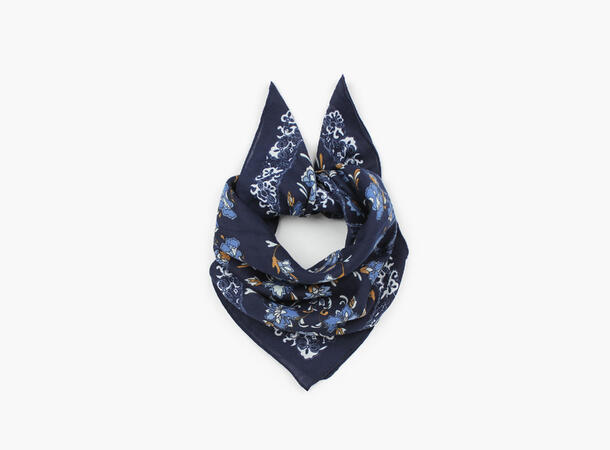 MANZINI Skjerf med Blomster 70 x 70 cm Marine blå 79 