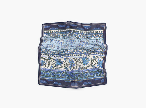 MANZINI Skjerf med Blomster Bomull/Silke Marine blå 79 