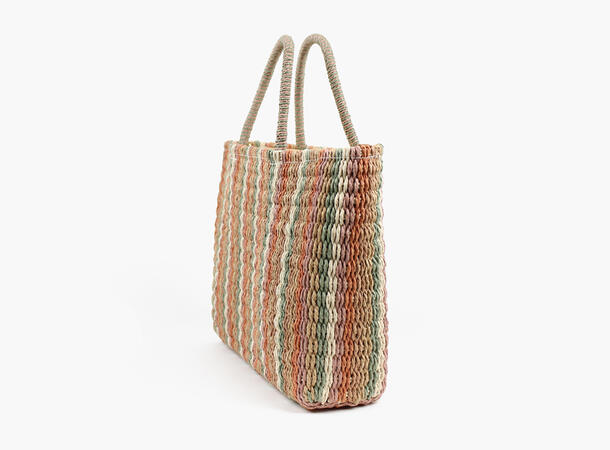 MONTECRISTO Straw Bag With stripes 15 Beige 