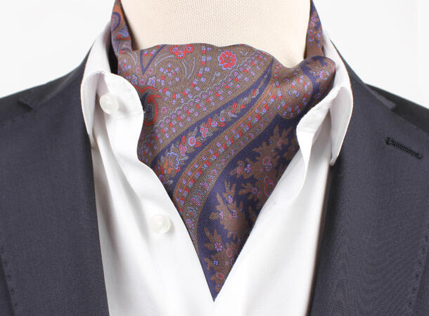 Manzini 100% silk printed silk Ascot 79 Navy 