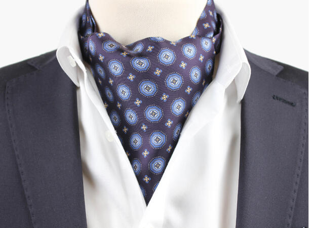Montecristo Printed 100% silk Ascot Marine blå 79 