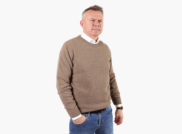 NOHR 100% Ullgenser Rund Hals Lys Brun 19 Brown 2XL 