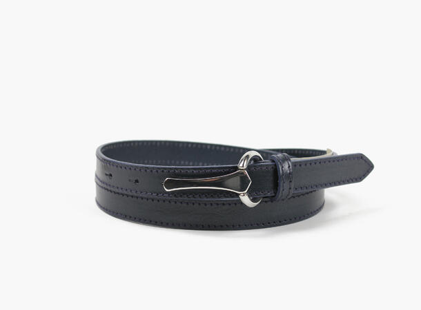 MANZINI Smalt Belte med Sølvspenne 