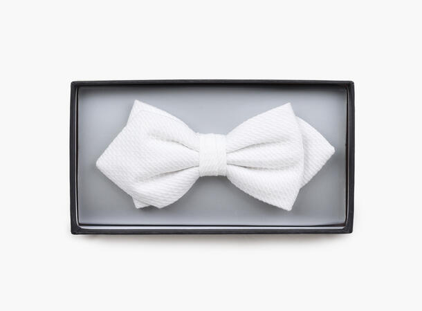 Sløyfe pique, flat end Col. White 