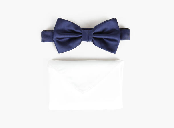MANZINI Bowtie Flat End w/Handky Navy w/white handky 