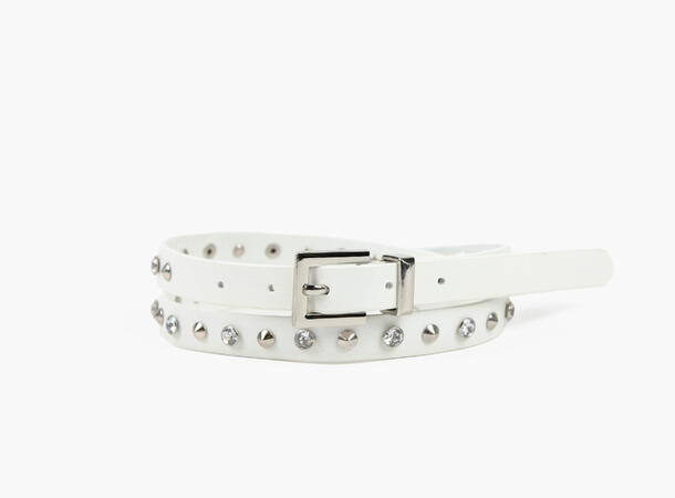 Women belt 2cm with rivets white 