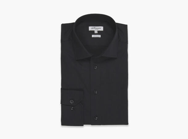 HOUSTON Sort Skjorte Costum Fit 100% Cotton - Non Iron - M-XXL 