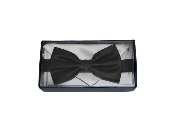 MANZINI Bowtie Flat End w/Handky black w/white hanky 