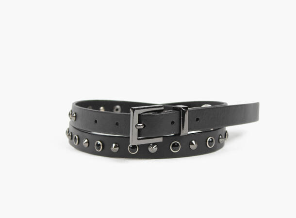 Women belt 2cm with rivets black 